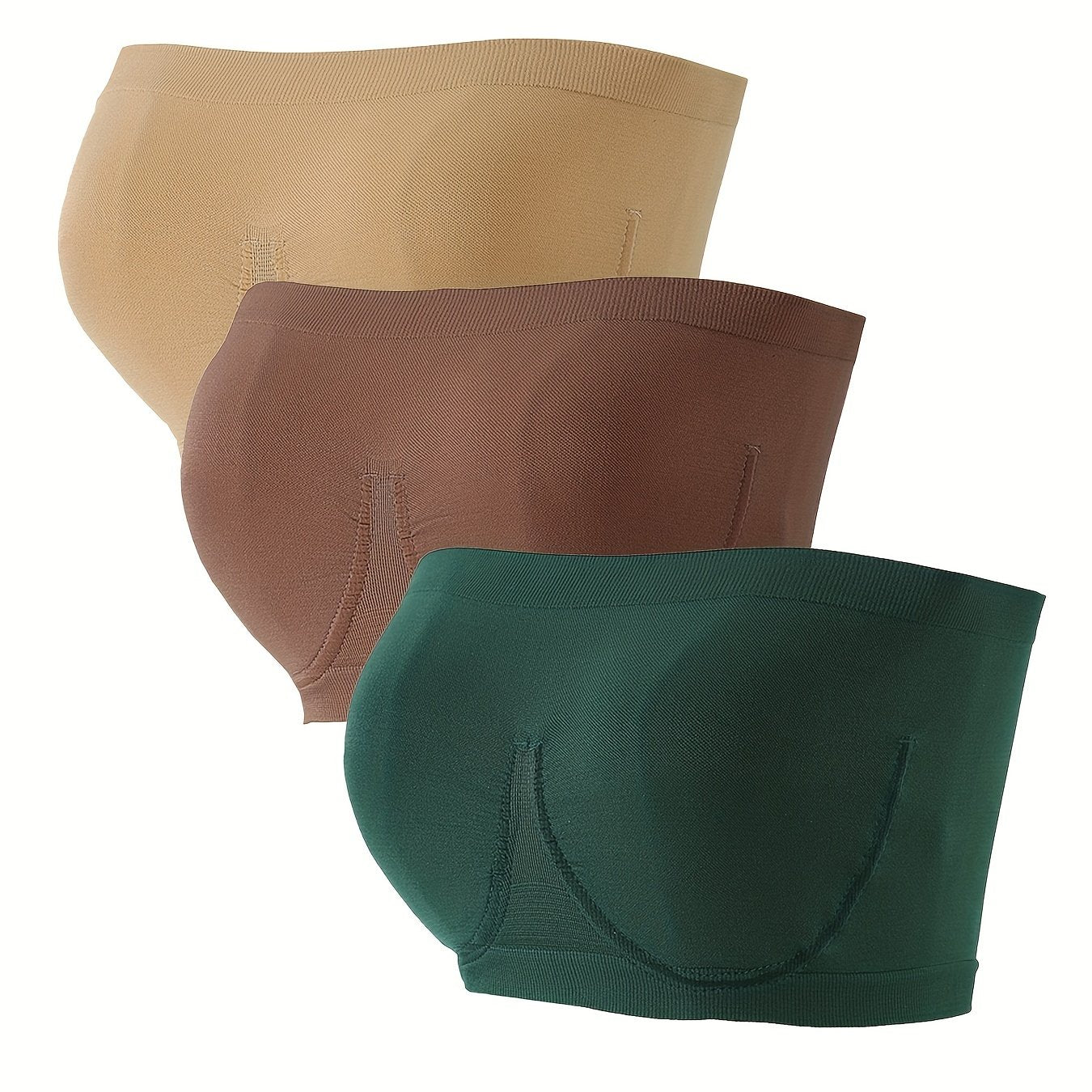 3pcs Strapless Bandeau Bras Soft & Stretchy Everyday Bras Women's Lingerie