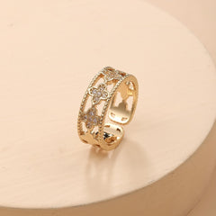 Four Leaf Clover Zircon Ring - Good Luck Charm Jewelry