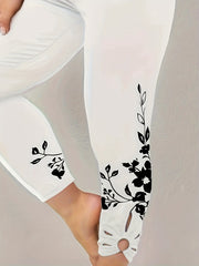  Floral Print Cut Out High Rise Leggings