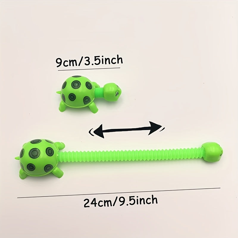 Colorful Flexible Turtle Pop Tube Toy Stretchable Neck Swing Action