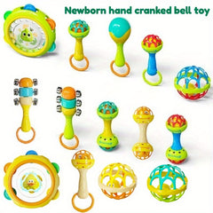 6Pcs Hand Cranked Bell Ball and Tambourine Toys