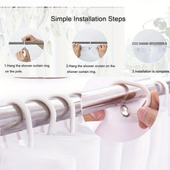4pcs Dog Pattern Shower Curtain Set with Hooks