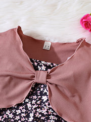 Girl's Floral Sundress & Ribbed Cardigan Set for Spring