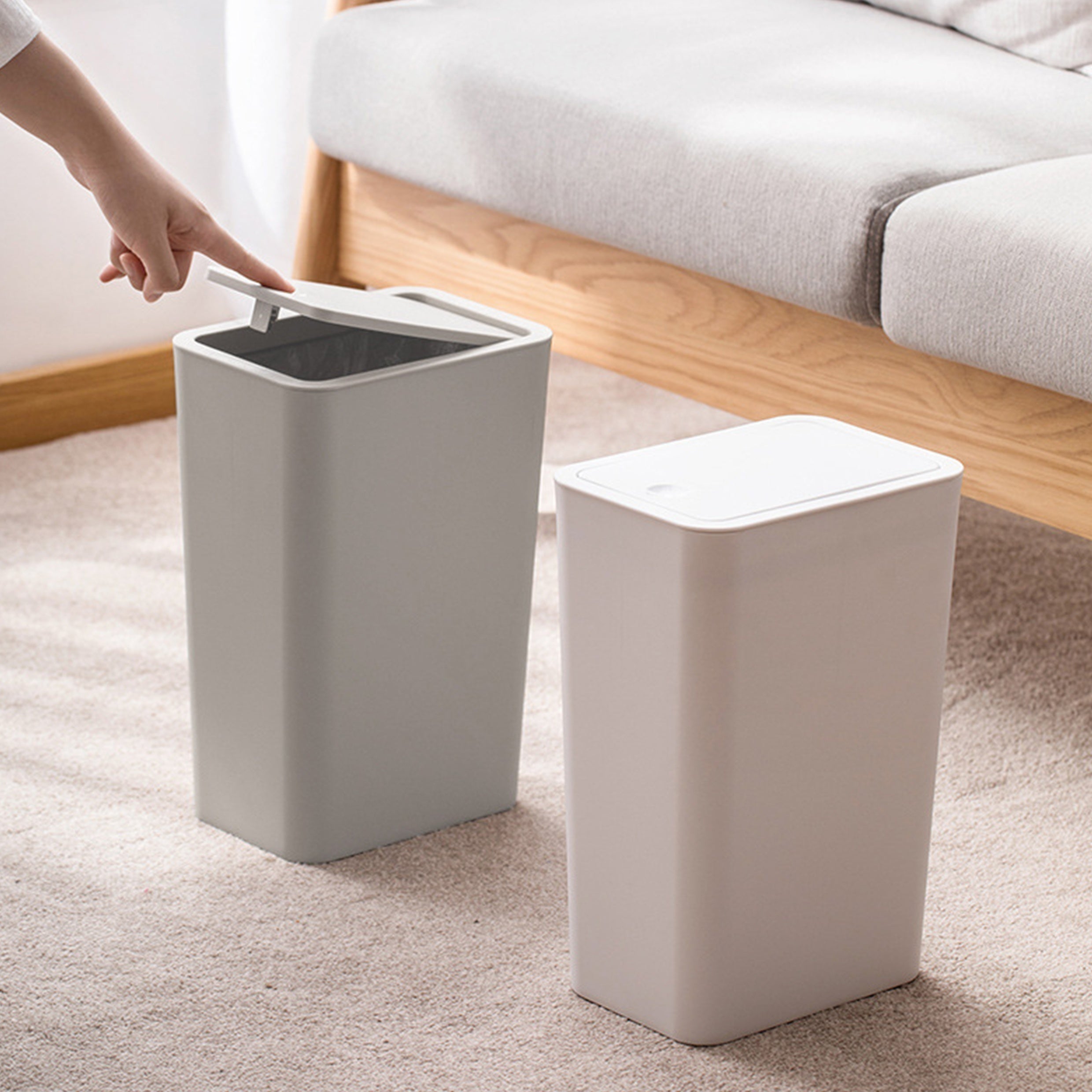 10L Small Trash Can With Lid, Slim Garbage Bin Wastebasket