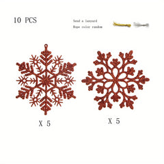 10pcs Christmas Snowflakes Tree Decor Hangings 3.9INCH