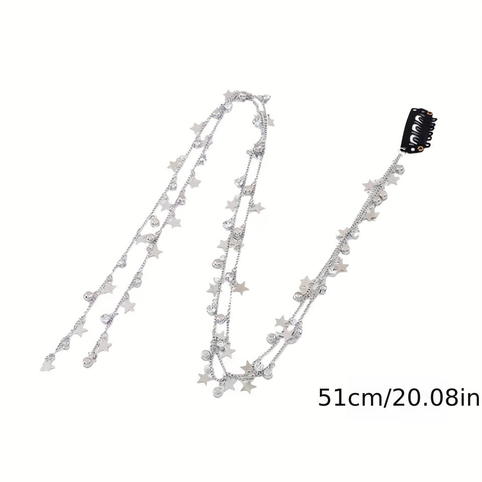 Braided Hair Chain Headdress Ponytail Star Charm Hair Accessories