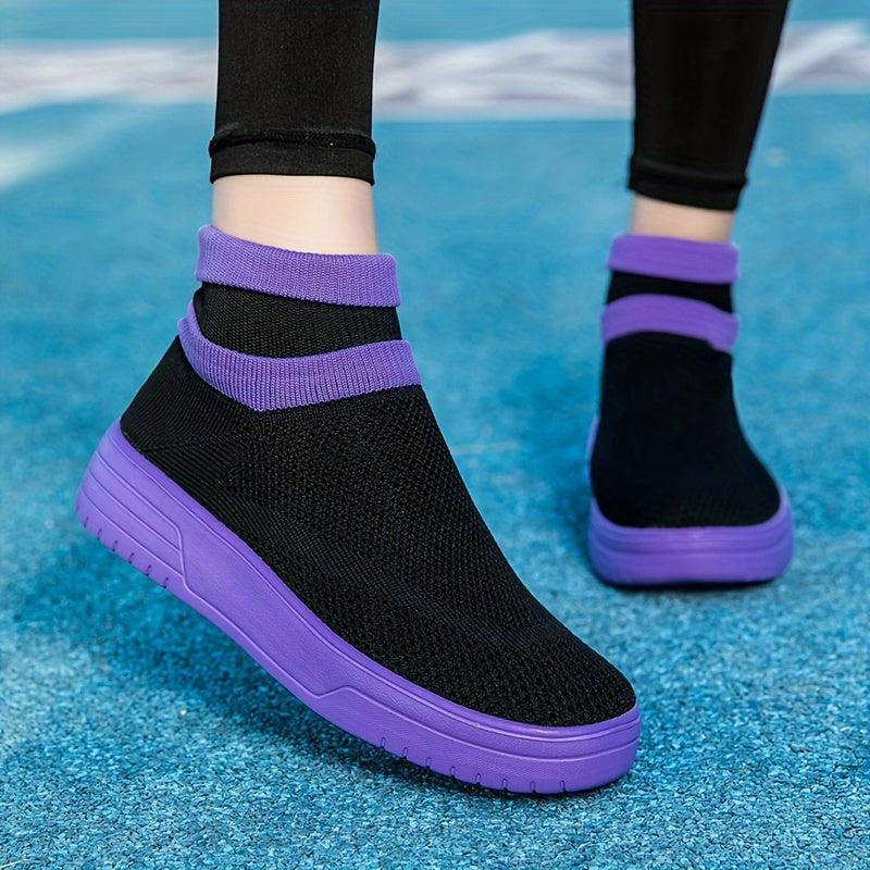 Women's Knit Breathable Sneakers Lightweight Slip-on Casual Shoes