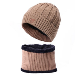 Velvet Thickened Cycling Hat Set Warm Windproof Knitted Beanie Muffler