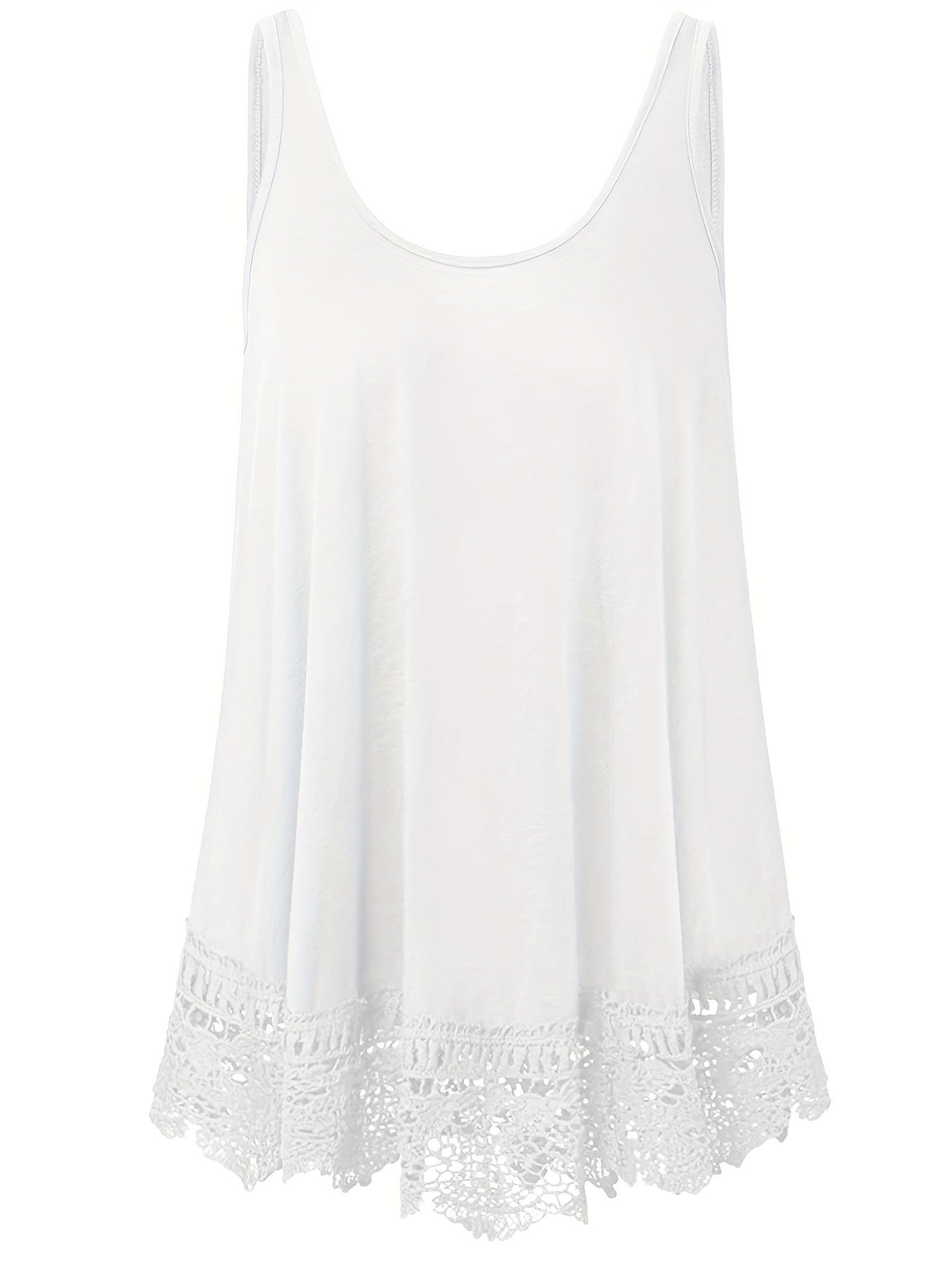 Solid Lace Trim Tank Top