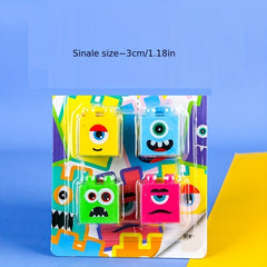 4pc Cartoon Monster Building Block Eraser Set for Students
