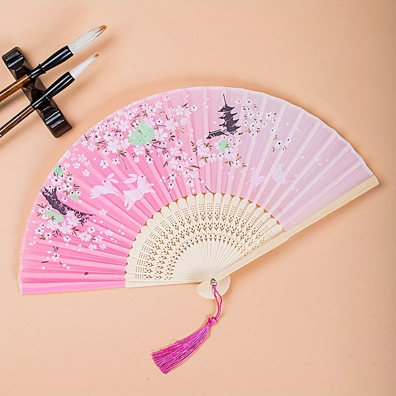 Ancient Style Bamboo Folding Fan Chinese Painted Ladies Accessories
