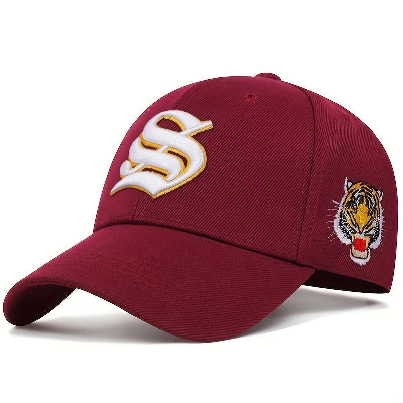 Gothic S Embroidery Baseball Cap Tiger Pattern Hip Hop Sunscreen Hat