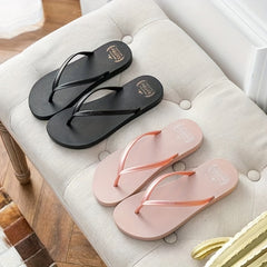 Women's Letter Print Flip Flops Casual Clip Toe Flat Summer Shoes