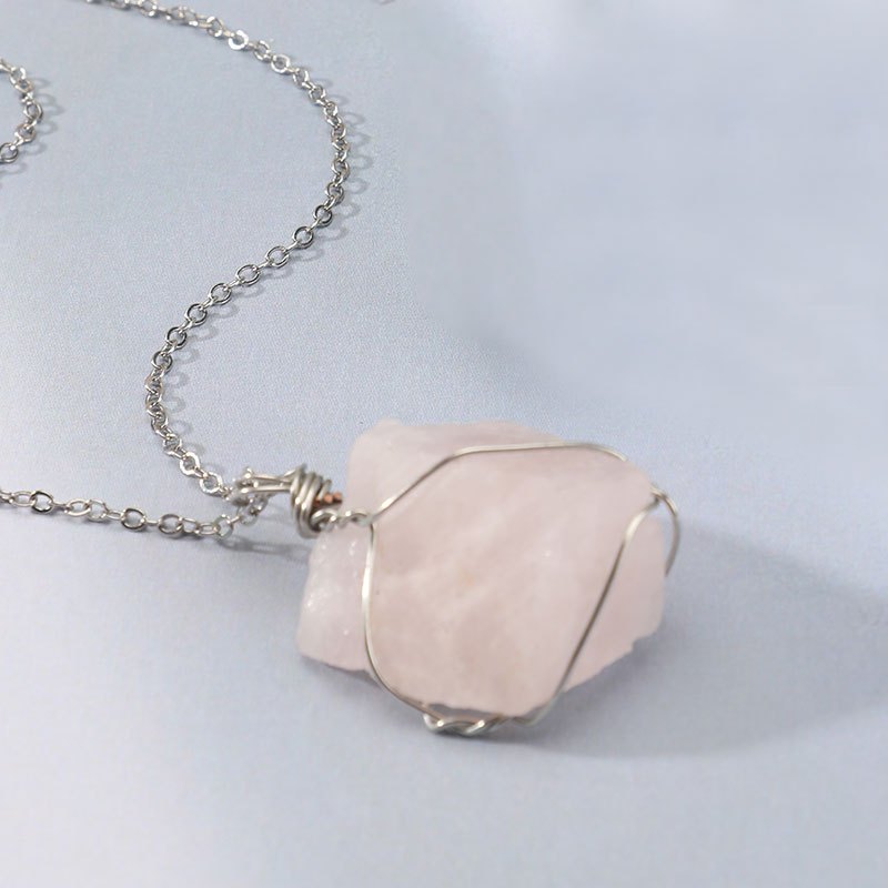Men's Rough Wire Wound Stone Necklace