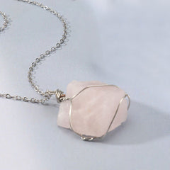 Men's Rough Wire Wound Stone Necklace