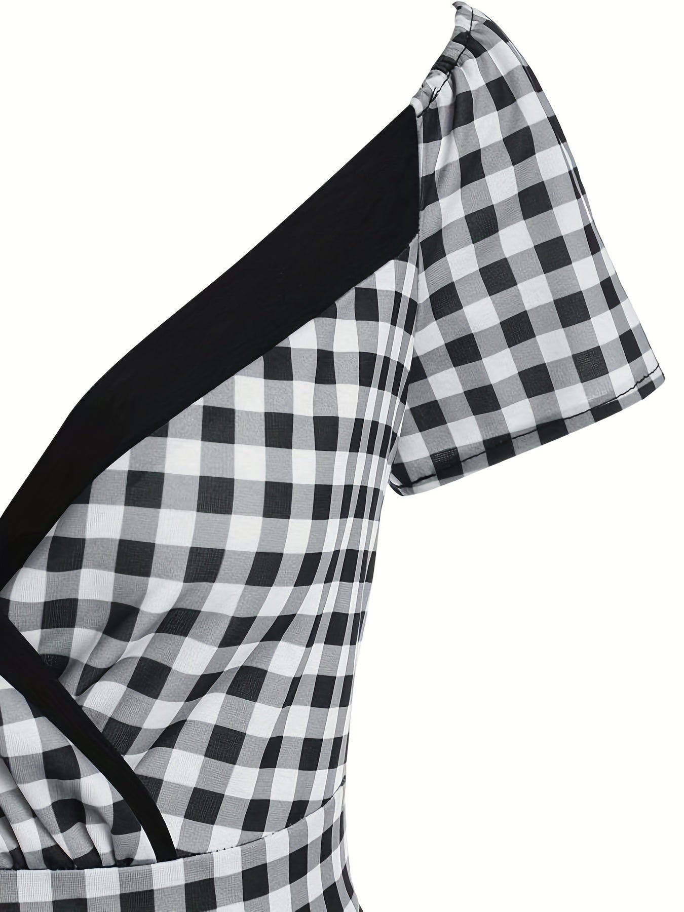 Colorblock Gingham Print A line Dress