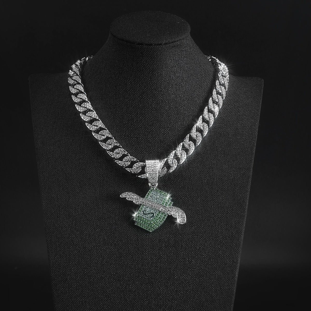 Wings Dollar Pendant Set Rhinestone Necklace