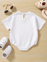 Baby Girls Romper Knit Clothes Waffle Bear Pocket Onesie