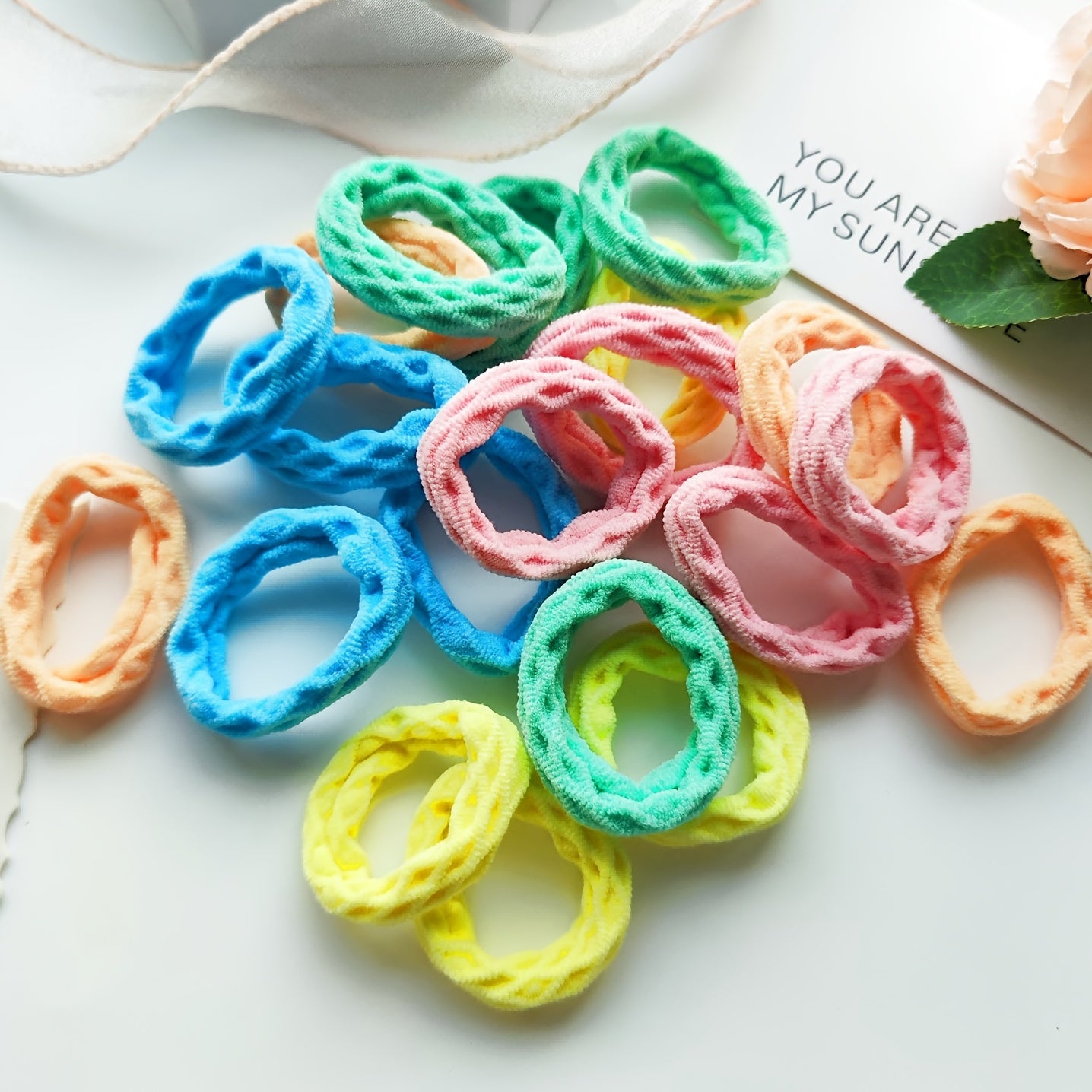 20pcs Multicolor Hair Tie Fancy Textured Elastic Headbands Hair Rope