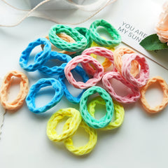 20pcs Multicolor Hair Tie Fancy Textured Elastic Headbands Hair Rope