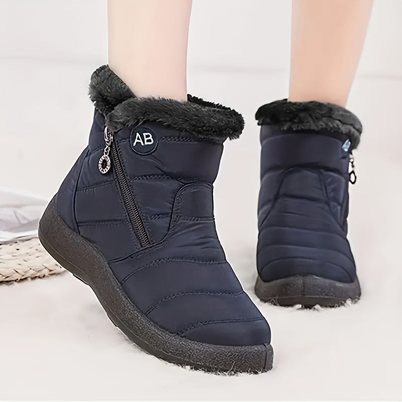 Women's Waterproof Snow Boots Cozy Fleece Lining Warm Winter Ankle Boots