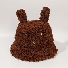 Cat Bucket Hat Lamb Woolen Fleece Winter Warm Fisherman Hat