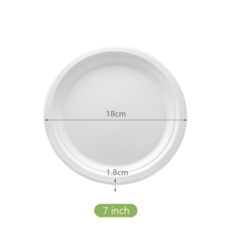 50pcs Sugarcane Round Plates for Family Dinners and Parties