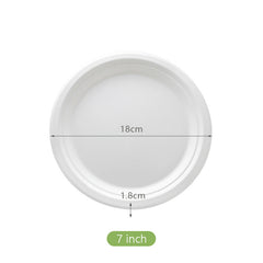 50pcs Sugarcane Round Plates for Family Dinners and Parties