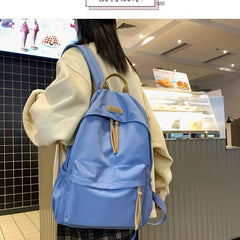 Solid Student Backpack Preppy Style Schoolbag Casual Laptop