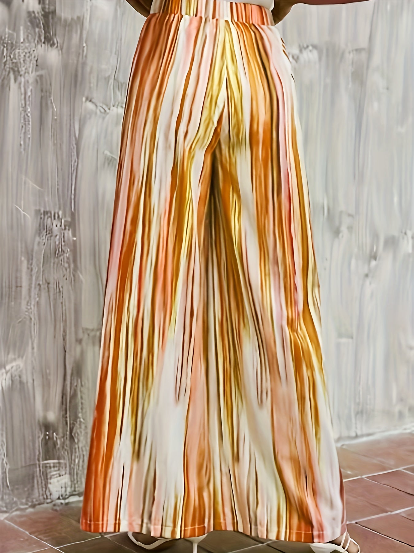 Women's Plus Ombre Stripe Print Wide Leg Trousers
