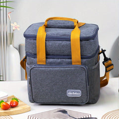 Stylish Insulated Lunch Bag Double Layer Waterproof Large Capacity