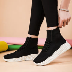 Women's High Top Knit Sneakers Platform Shoes