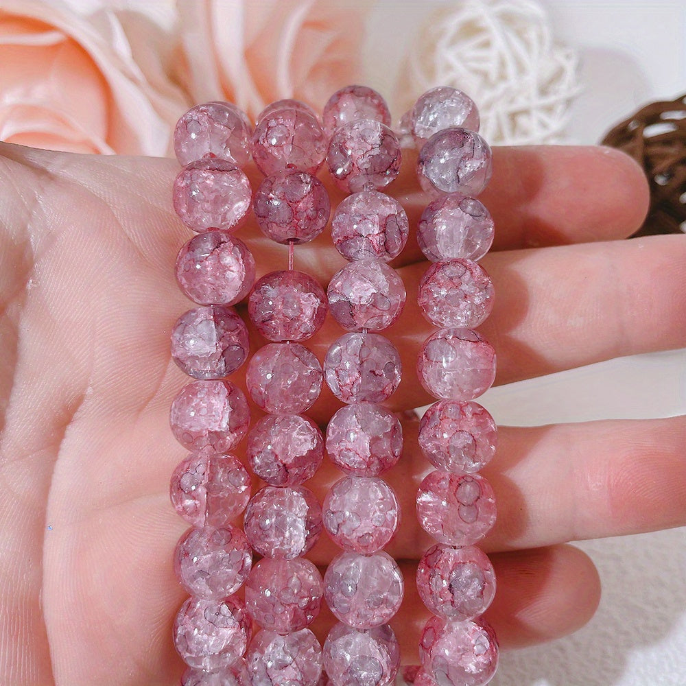 Ice Cracked Crystal Glass Round Beads Loose Spacer Beads for DIY Jewelry