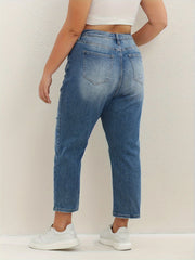  Ripped Button Up High Rise Crop Jeans