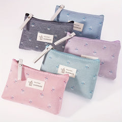 Waterproof Printed Canvas Makeup Bag Small Zipper Wash Bag