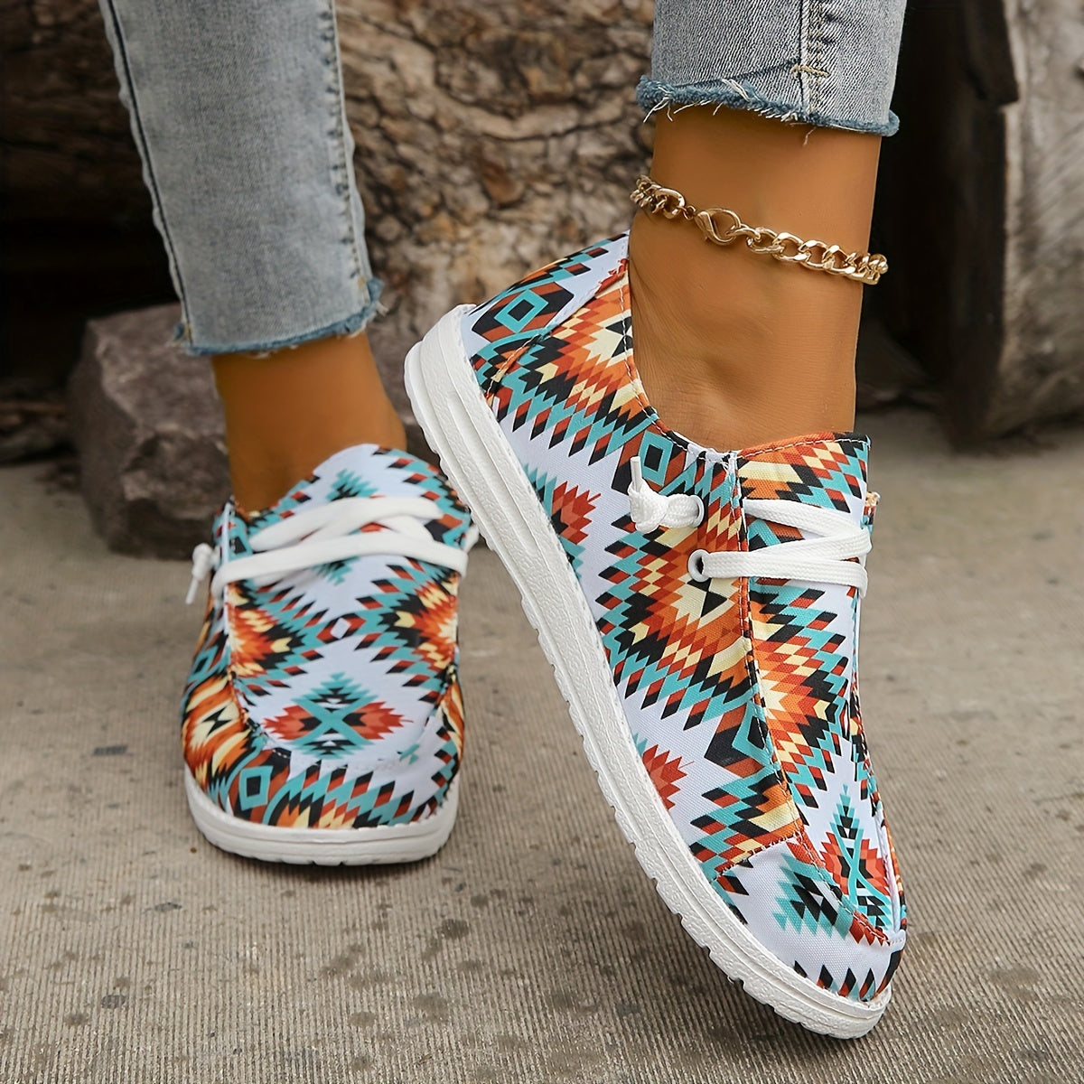 Women's Colorblock Slip On Flat Shoes Lightweight Canvas Low Round Toe