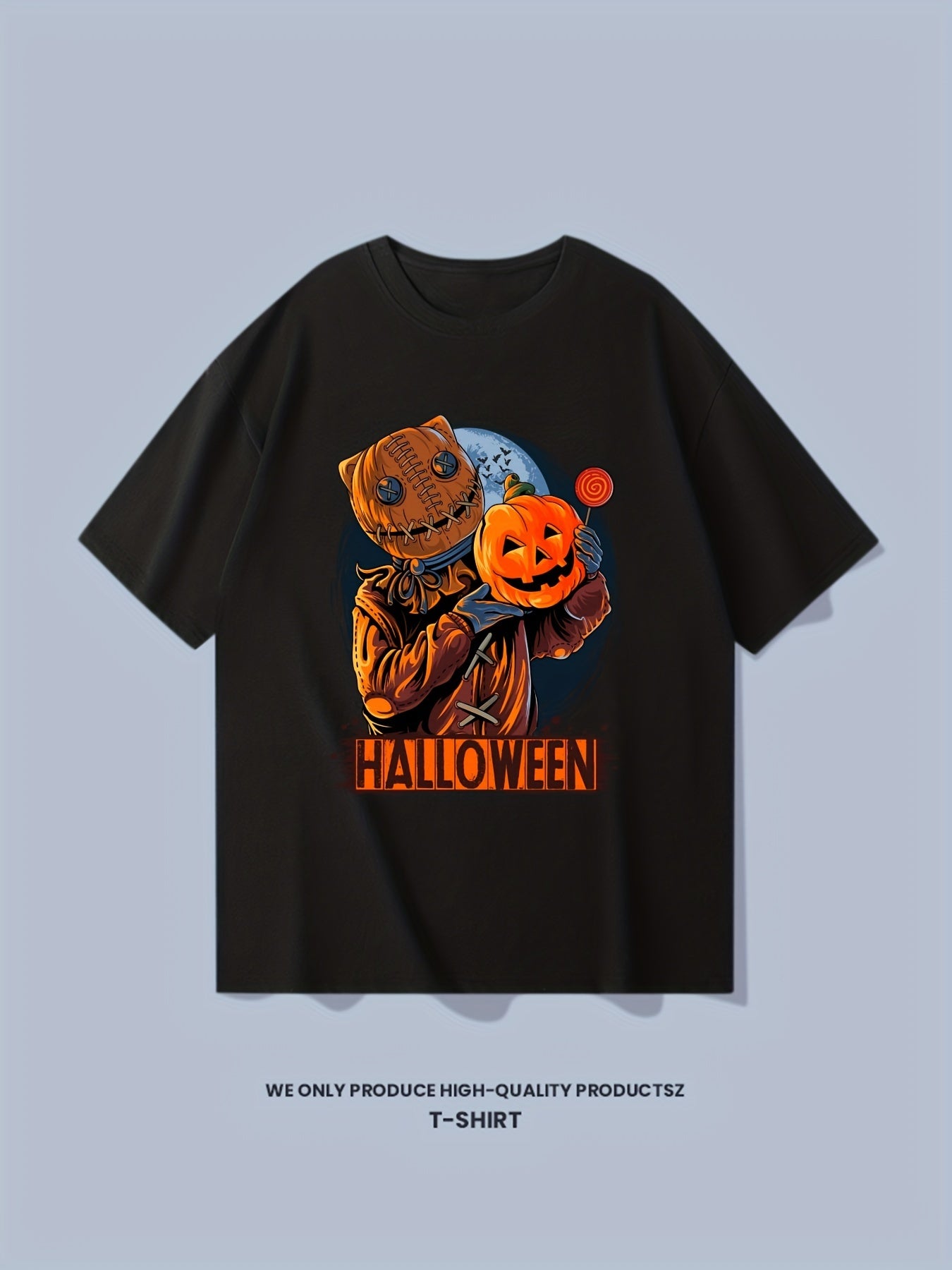 Cotton Halloween Pumpkin Men's Graphic Tee Casual Comfy Tshirt
