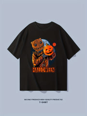 Cotton Halloween Pumpkin Men's Graphic Tee Casual Comfy Tshirt