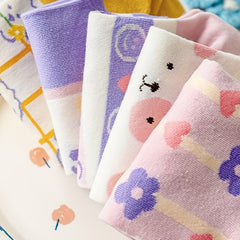 5 Pairs Floral & Heart Print Socks Lightweight Low Cut Ankle Socks Women's