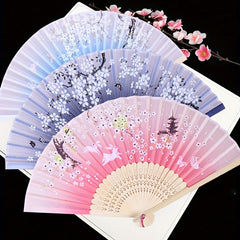 Ancient Style Bamboo Folding Fan Chinese Painted Ladies Accessories