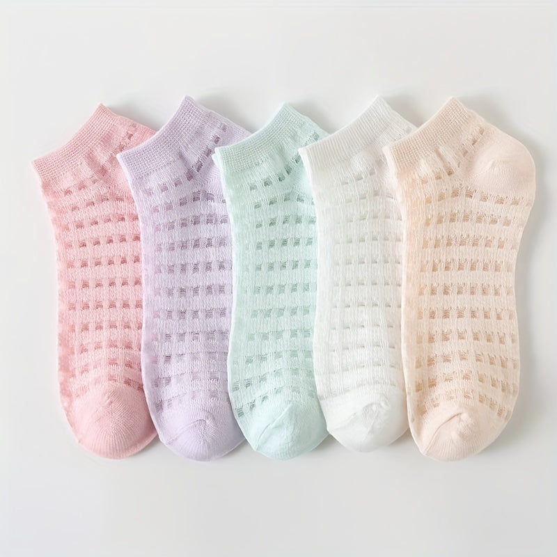 5 Pairs Mesh Low Cut Ankle Socks Women's Stockings