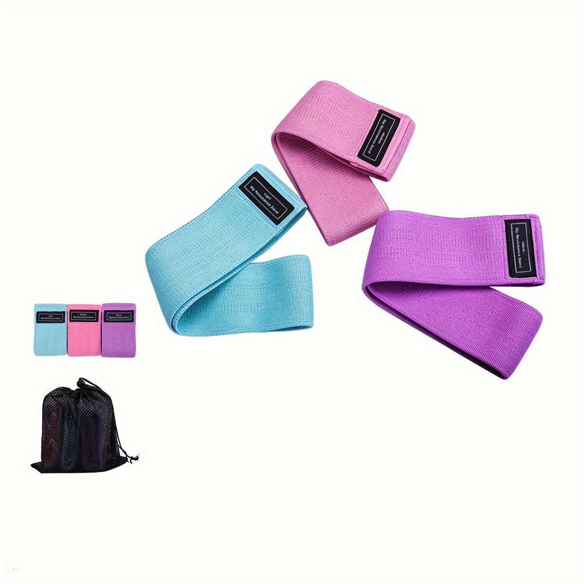 3pcs Non-slip Fabric Resistance Bands Set for Hip Lifting Strength Training