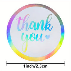 500 Sheets Roll 2 54 Cm Rainbow Laser Thank You Sticker