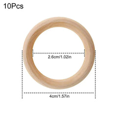 10Pcs Natural Wooden Rings for Jewelry Making DIY Accessory