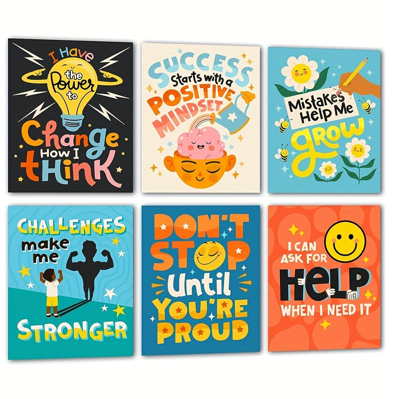 6pcs Classroom Wall Decor Growth Mindset Posters for School D cor