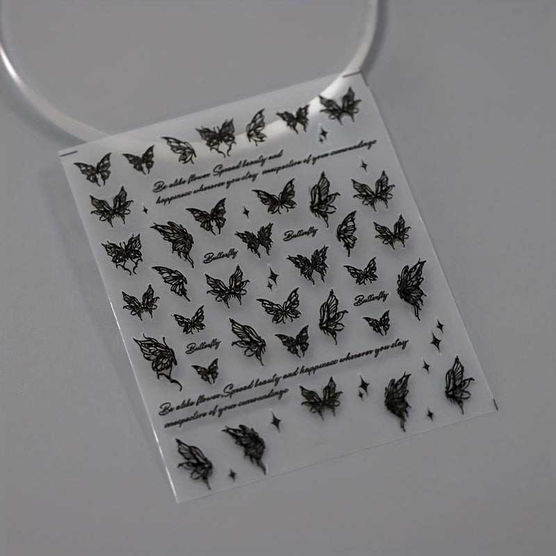 Butterfly & Nail Art Stickers Transparent Adhesive Nail Stickers