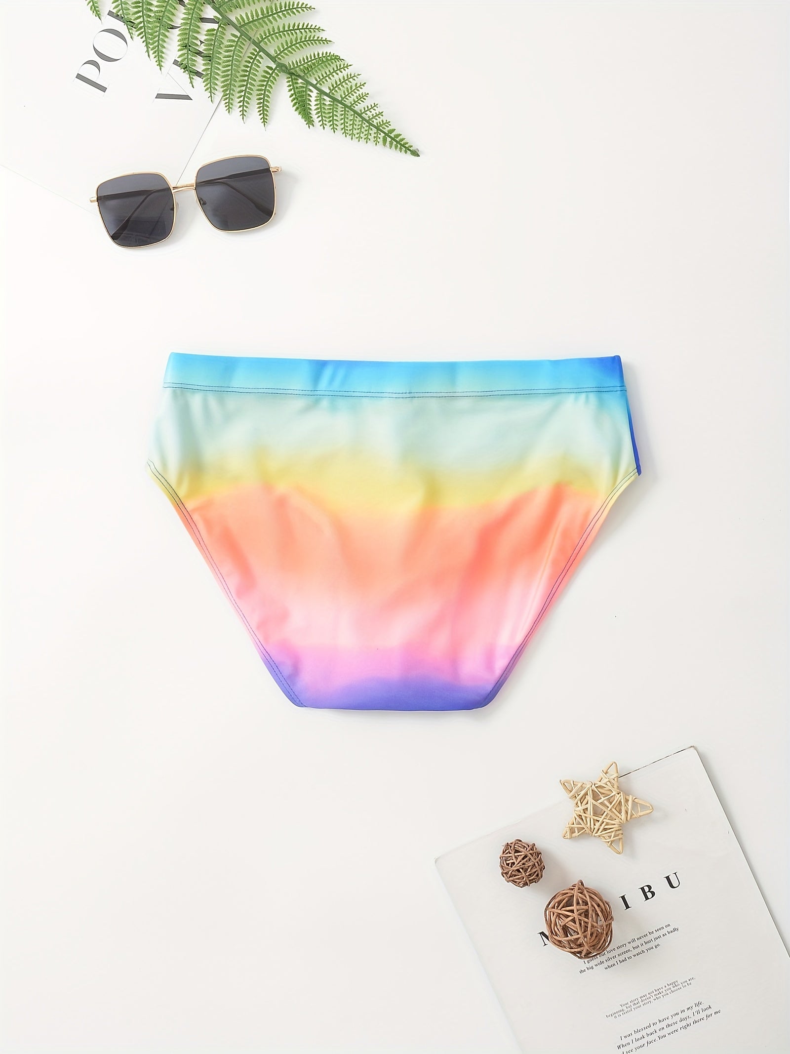 Rainbow Gradient Men's Quick drying Drawstring Triangle Briefs Swimwear