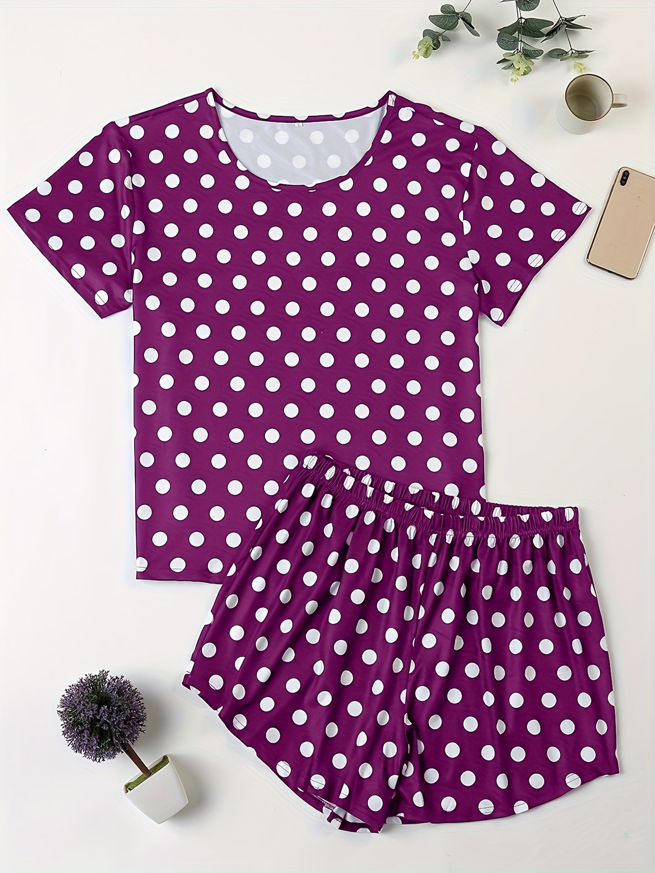  Polka Dot Tee & Shorts Pajama Set