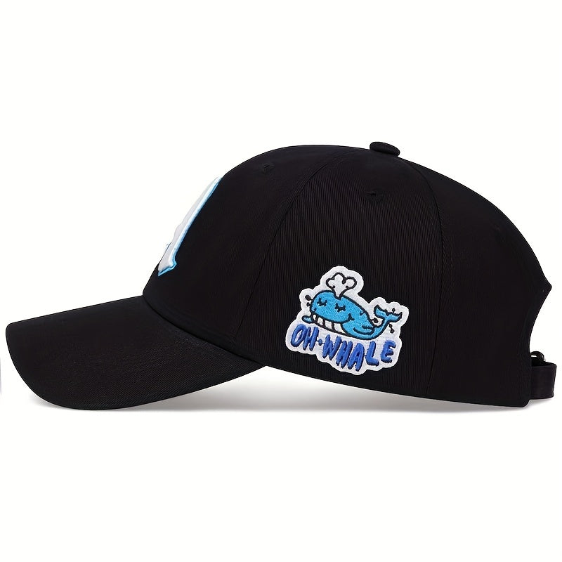 Gothic A Embroidery Baseball Cap Cartoon Dolphin Casual Sports Hat