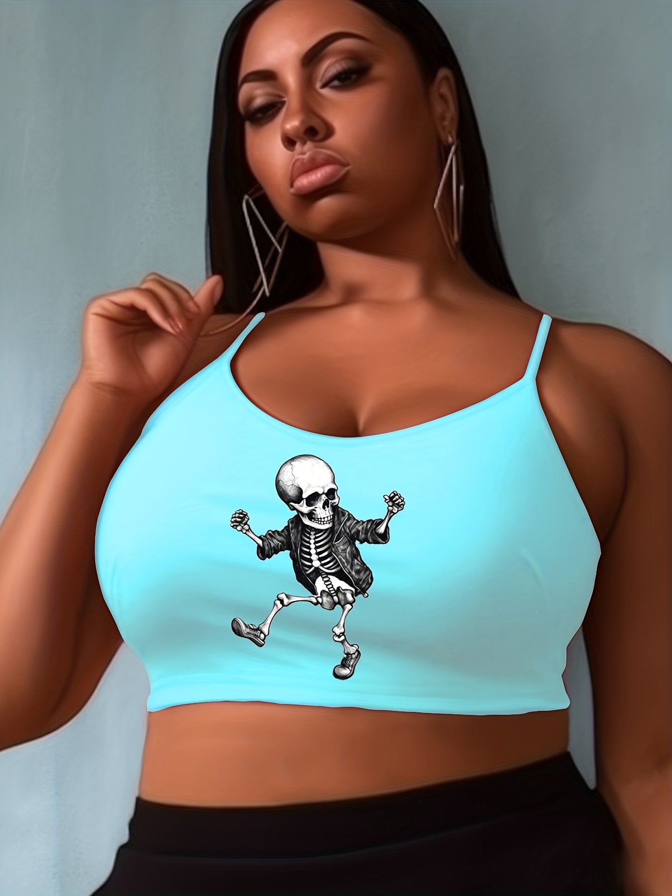  Halloween Skull Print Cami Top Women's